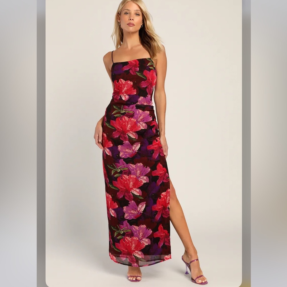 NWT Lulus Fancy Florals Black Floral Print